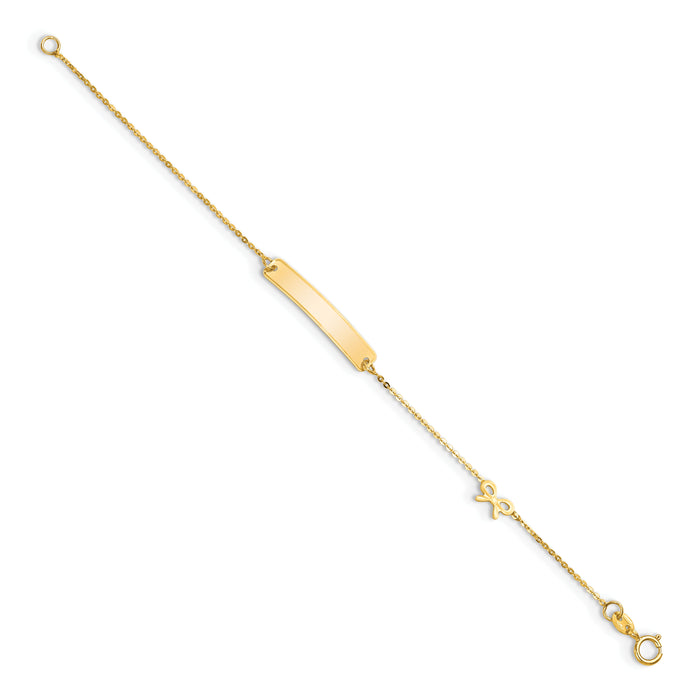 14k Polished 5.5in Bow ID Bracelet-BID122-5.5