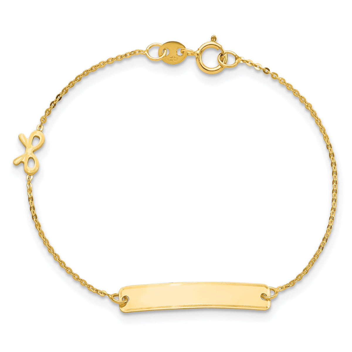14k Polished 5.5in Bow ID Bracelet-BID122-5.5