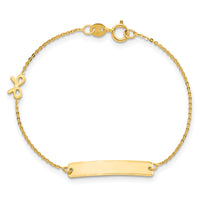 14k Polished 5.5in Bow ID Bracelet-BID122-5.5