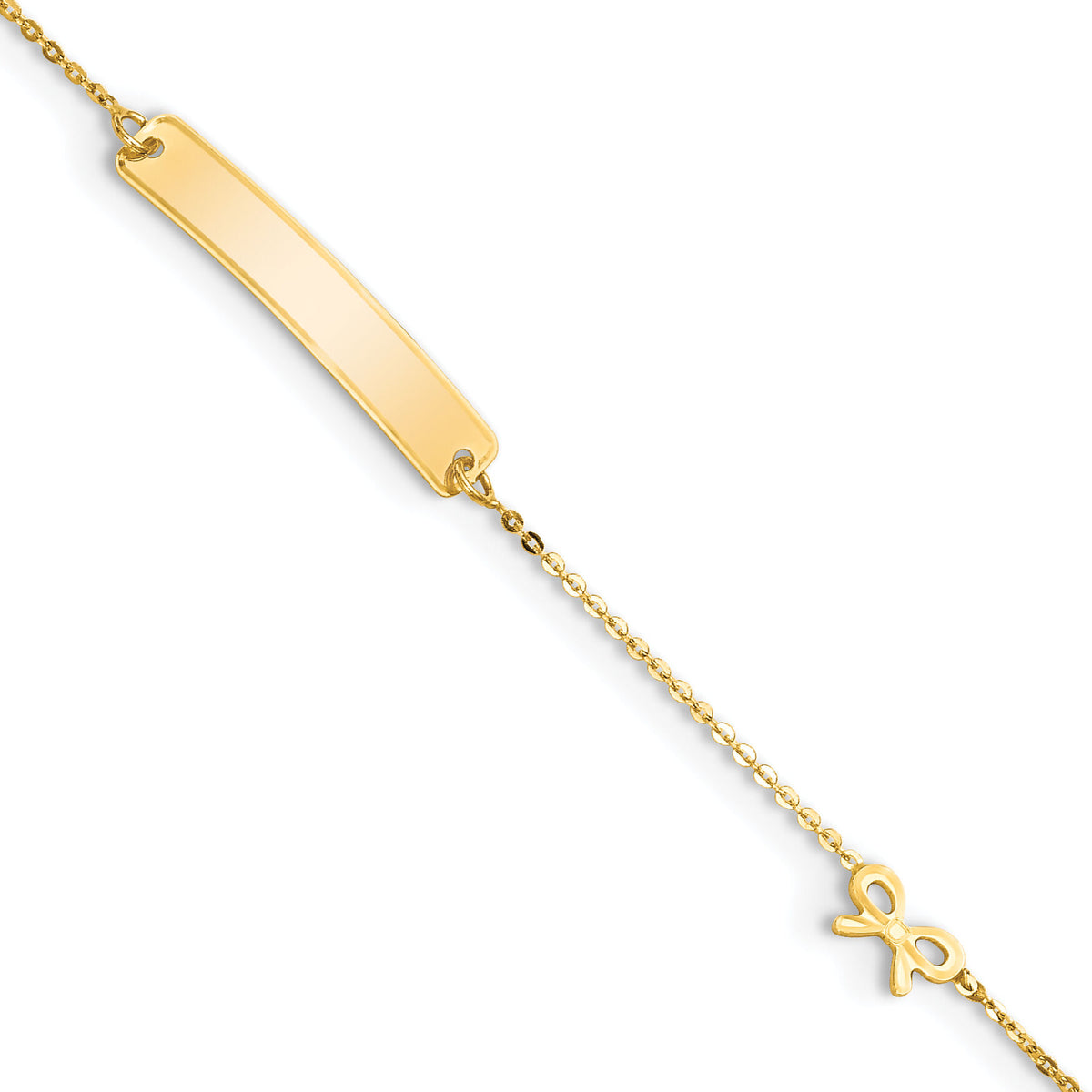 14k Polished 5.5in Bow ID Bracelet-BID122-5.5