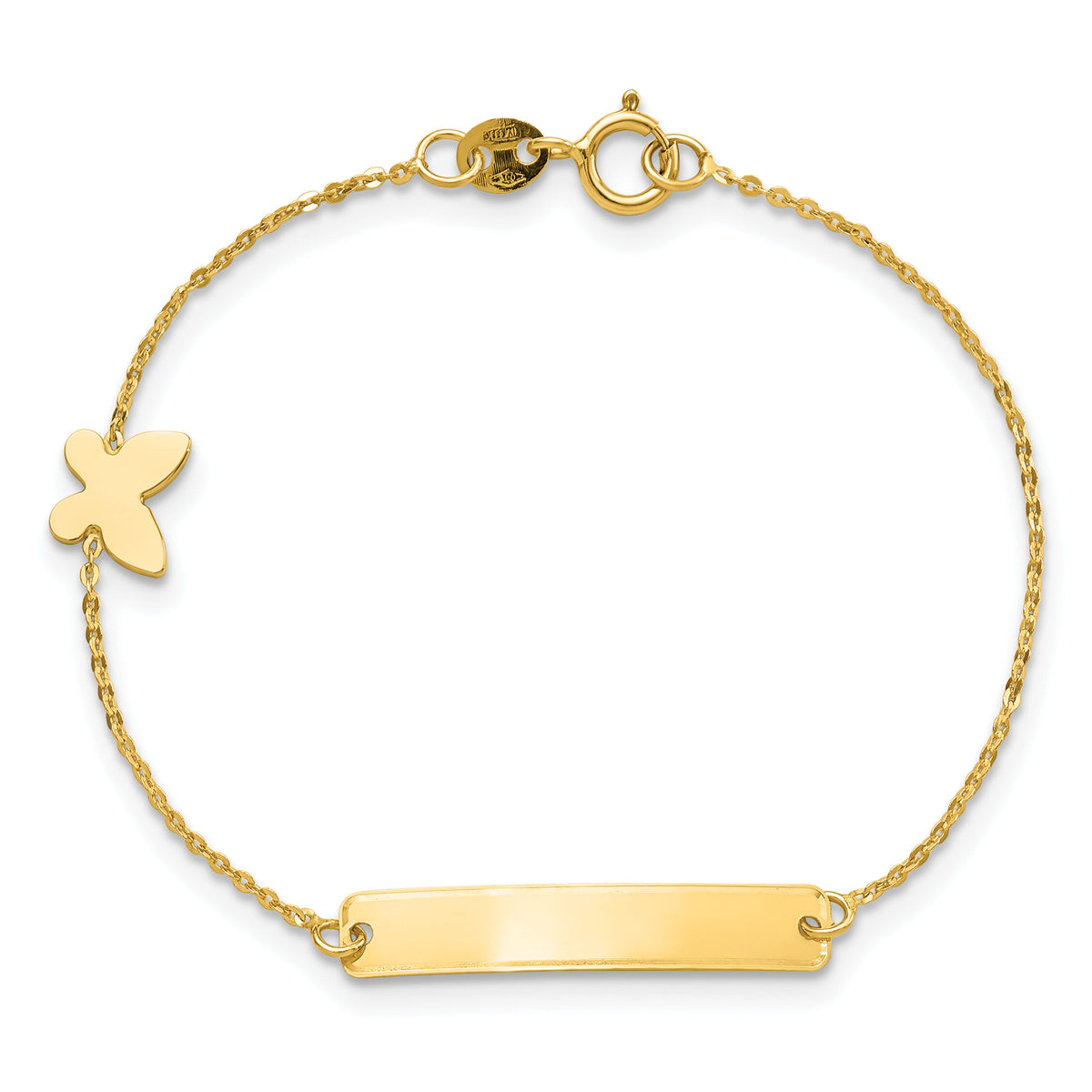 14k Polished 5.5in Butterfly ID Bracelet-BID123-5.5