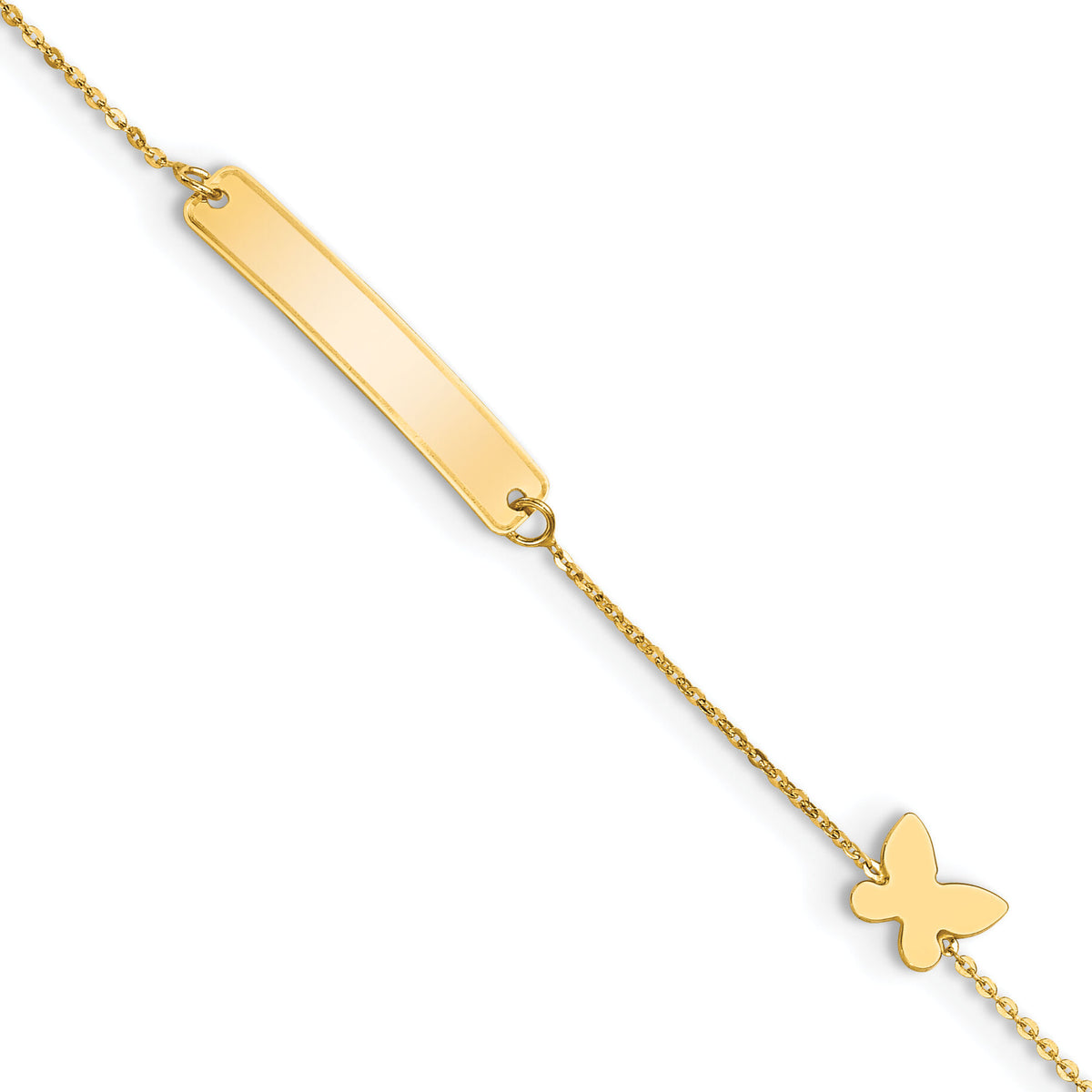 14k Polished 5.5in Butterfly ID Bracelet-BID123-5.5