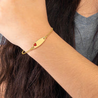 14k Polished Kids ID with Red Enameled Heart 5.5in Bracelet-BID124-5.5