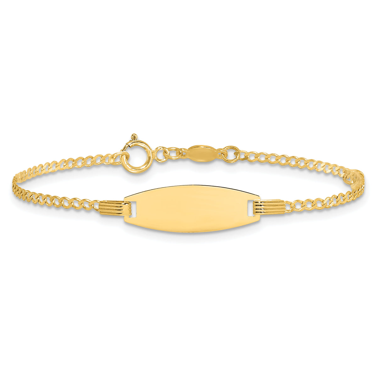 14k Polished Kids ID with Pink Enameled Puff Heart 5.5in Bracelet-BID125-5.5