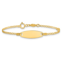 14k Polished Kids ID with Pink Enameled Puff Heart 5.5in Bracelet-BID125-5.5