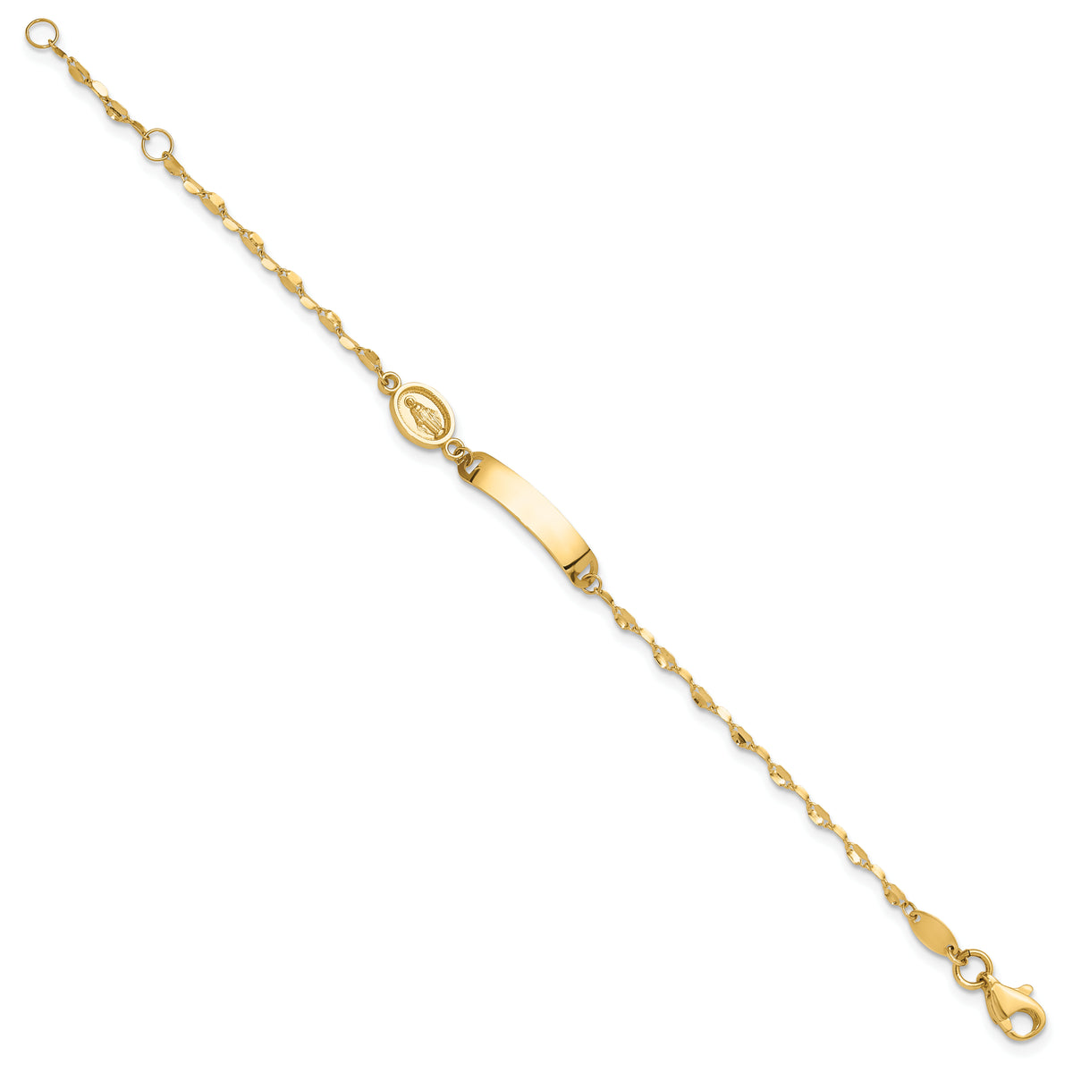 14K Polished Miraculous Medal Children's ID Bracelet-BID126-6
