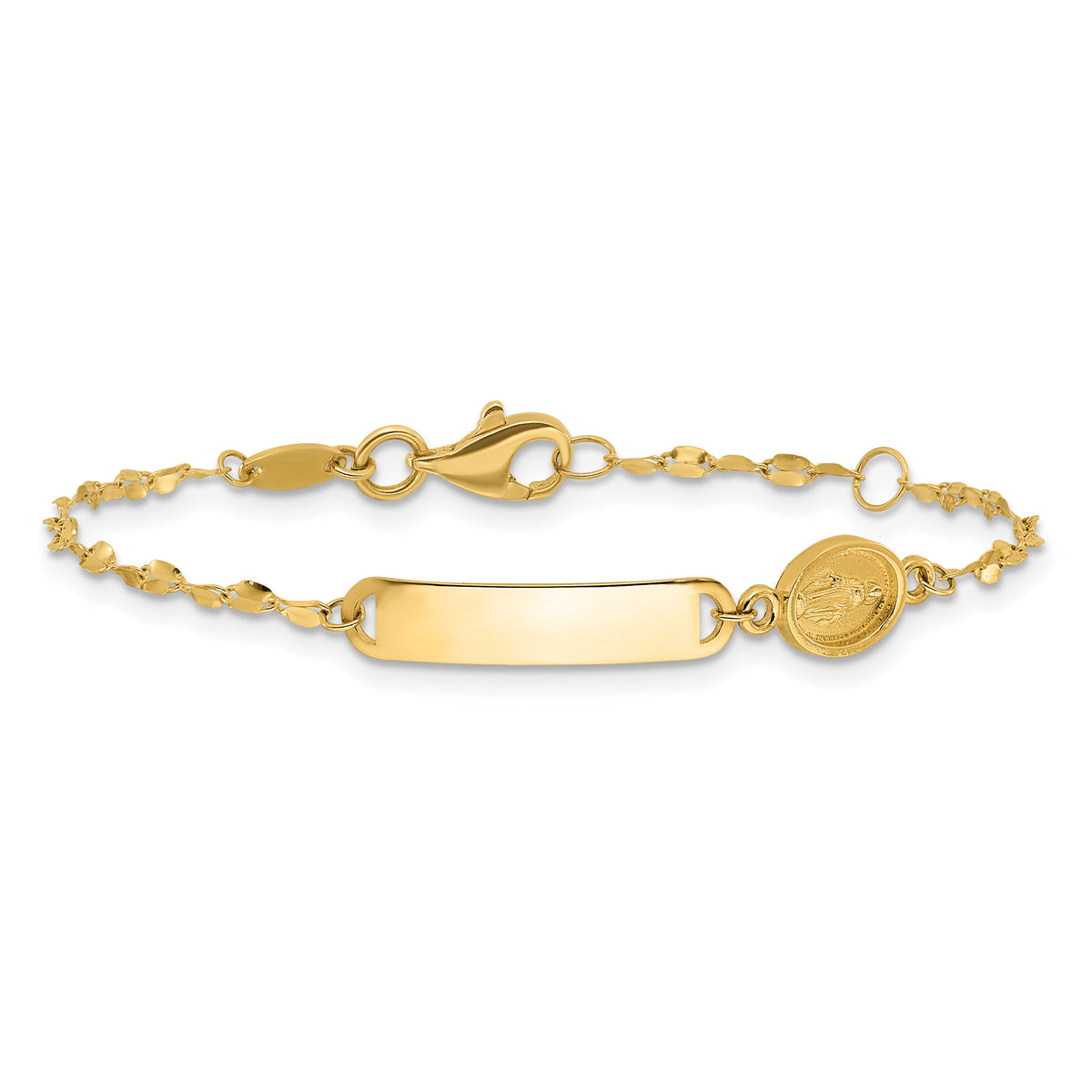 14K Polished Miraculous Medal Children's ID Bracelet-BID126-6