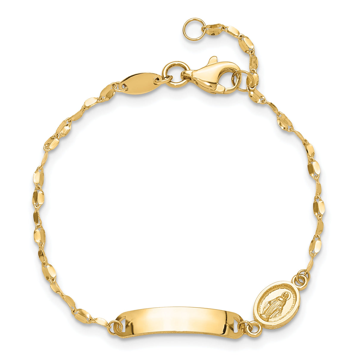 14K Polished Miraculous Medal Children's ID Bracelet-BID126-6