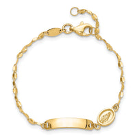 14K Polished Miraculous Medal Children's ID Bracelet-BID126-6