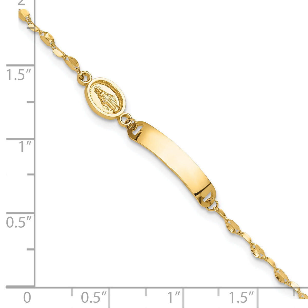 14K Polished Miraculous Medal Children's ID Bracelet-BID126-6