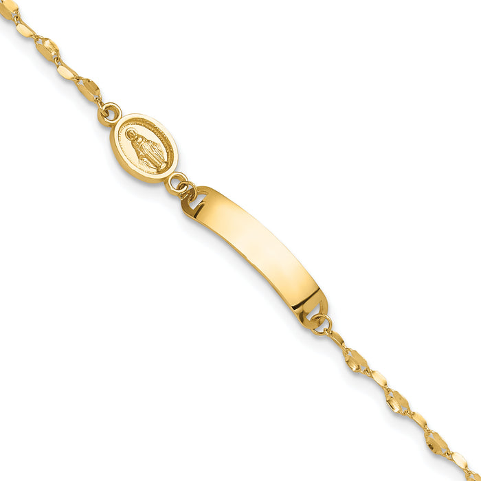 14K Polished Miraculous Medal Children's ID Bracelet-BID126-6