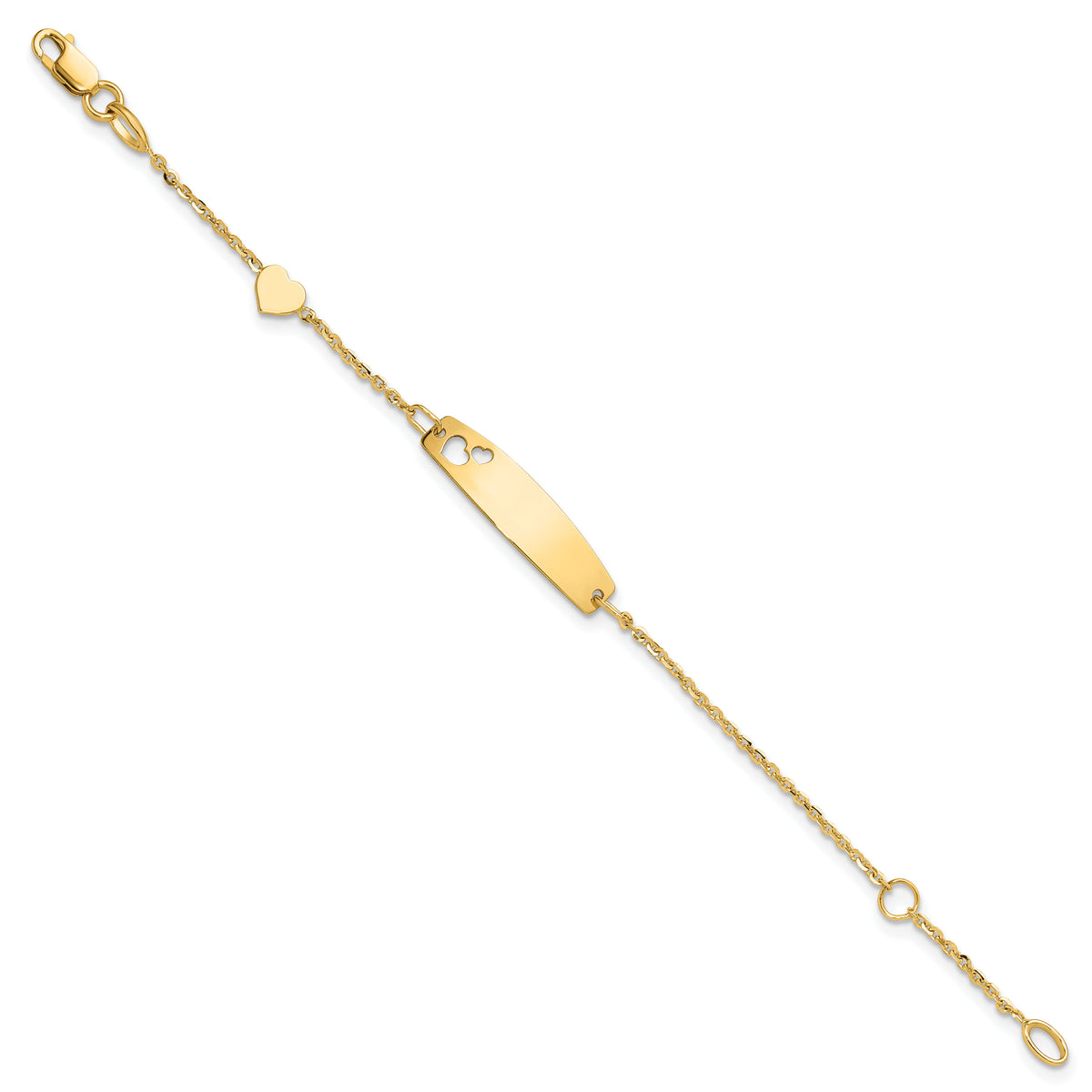 14K Polished Heart Children's ID Bracelet-BID127-5.5