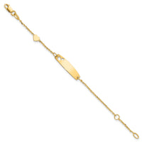 14K Polished Heart Children's ID Bracelet-BID127-5.5
