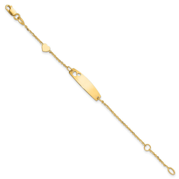 14K Polished Heart Children's ID Bracelet-BID127-5.5