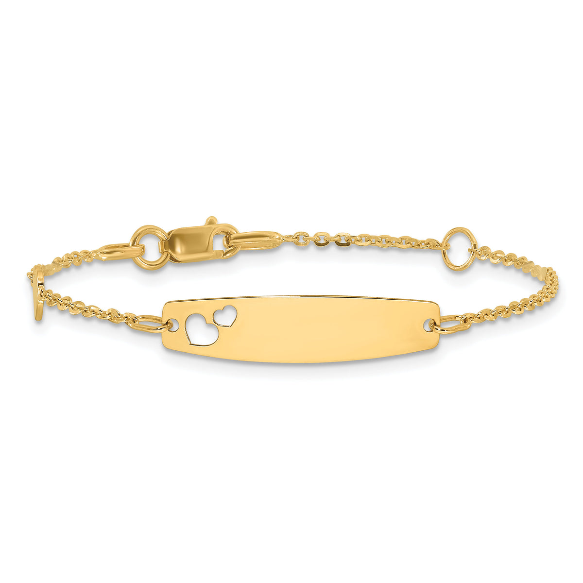 14K Polished Heart Children's ID Bracelet-BID127-5.5