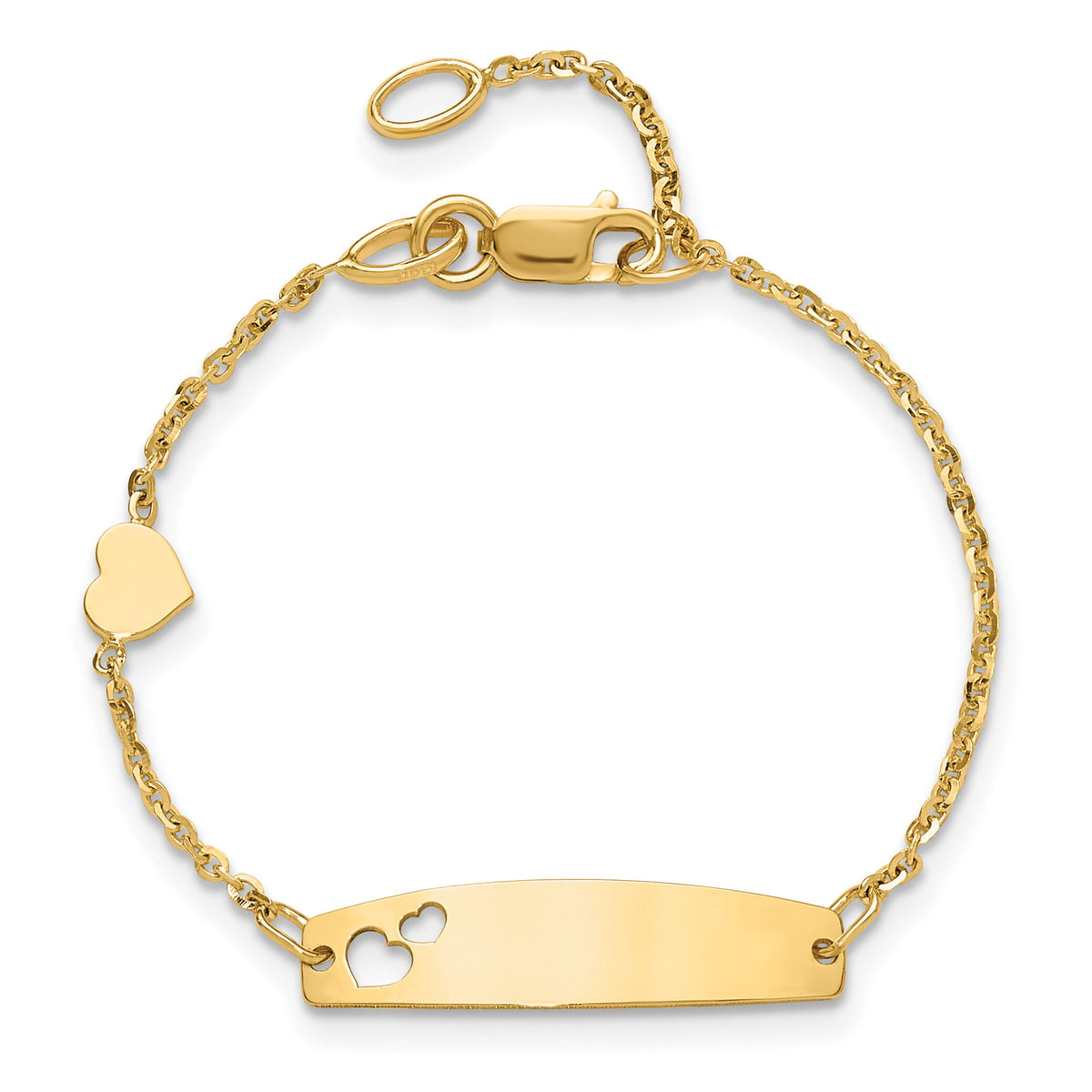 14K Polished Heart Children's ID Bracelet-BID127-5.5