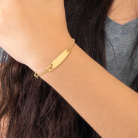 14K Polished Heart Children's ID Bracelet-BID127-5.5