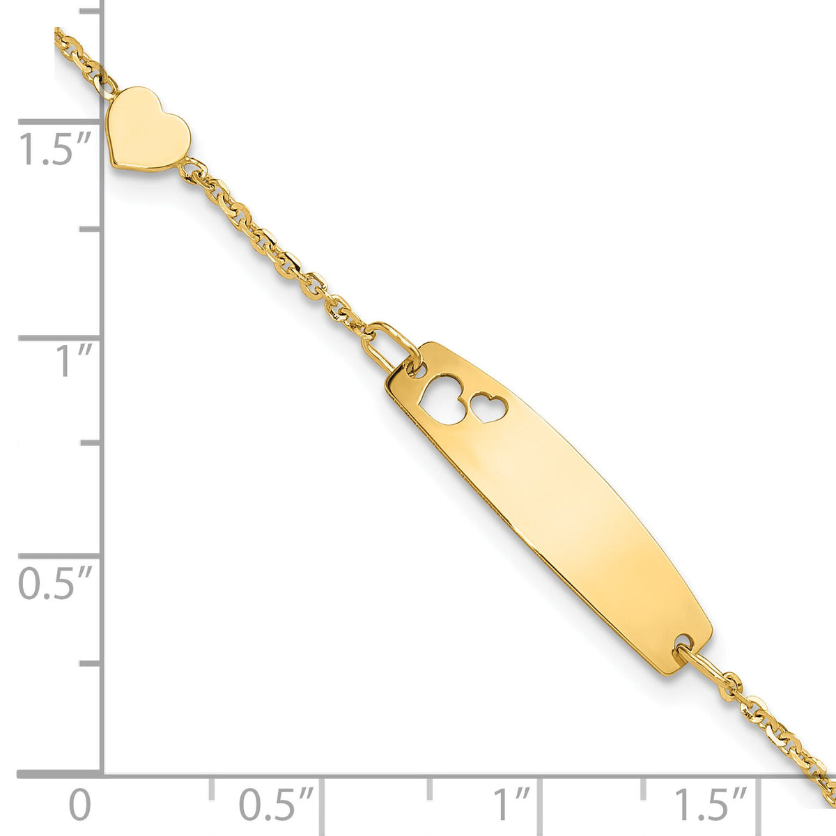 14K Polished Heart Children's ID Bracelet-BID127-5.5