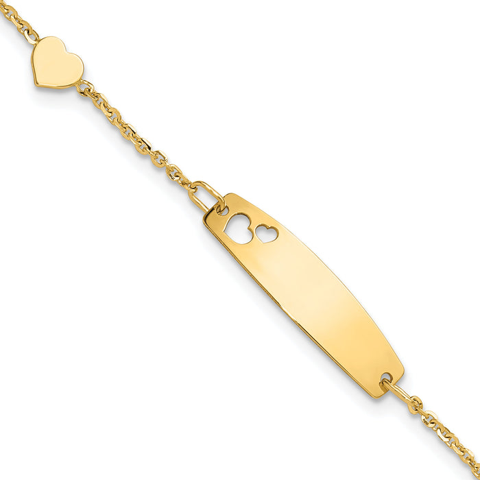 14K Polished Heart Children's ID Bracelet-BID127-5.5