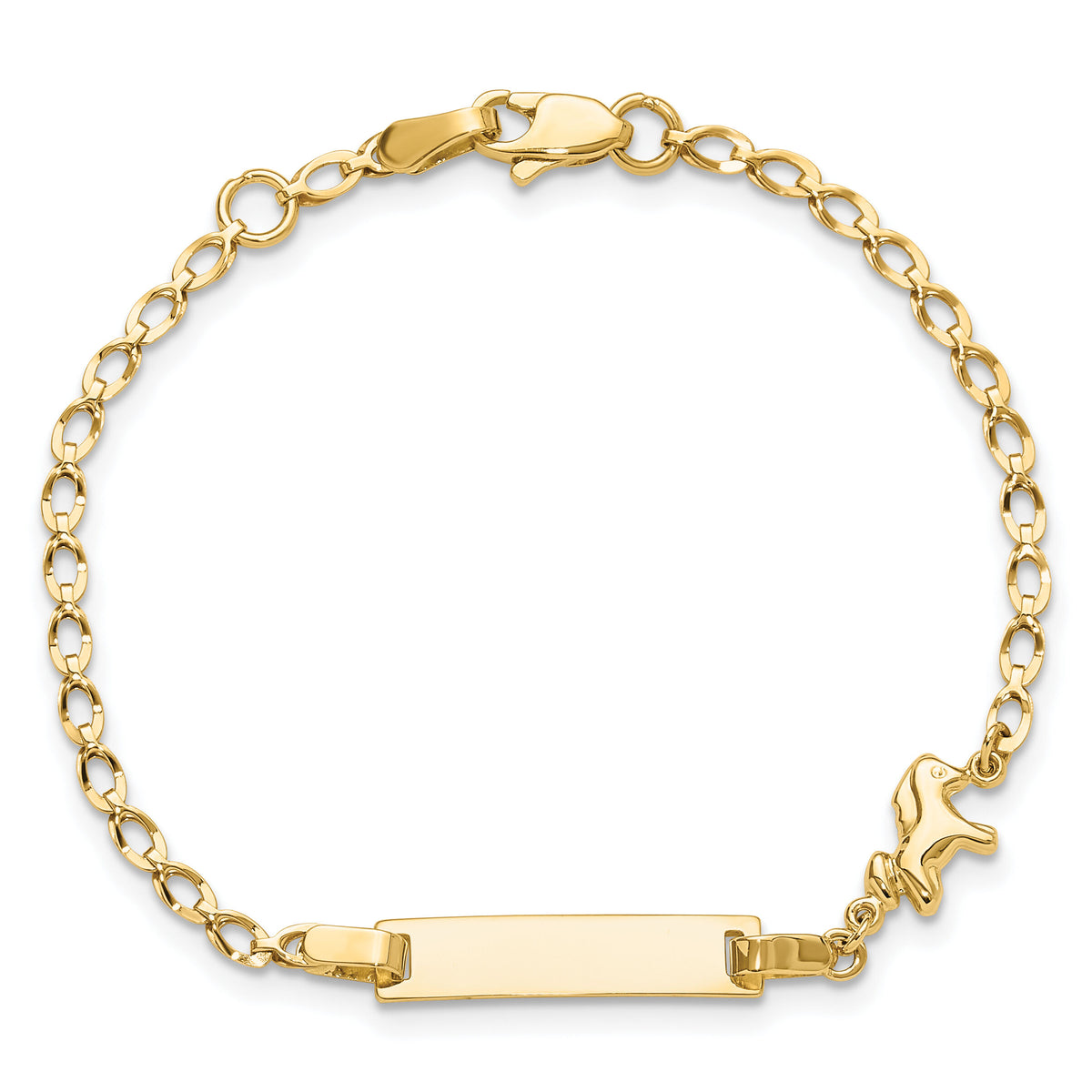 14K Polished Horse / Pony Children's ID Bracelet-BID128-6