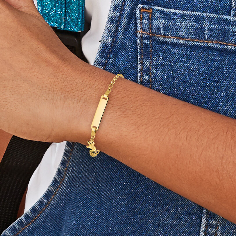 14K Polished Horse / Pony Children's ID Bracelet-BID128-6