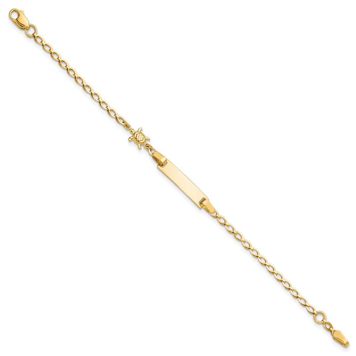 14K Polished Turtle Children's ID Bracelet-BID129-6