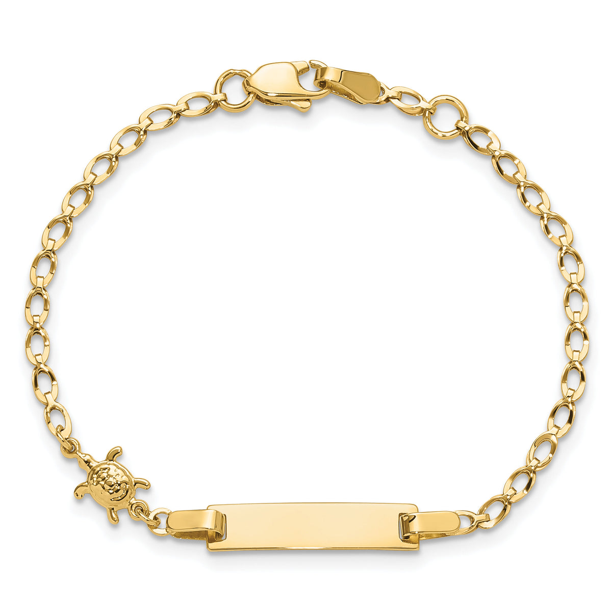14K Polished Turtle Children's ID Bracelet-BID129-6