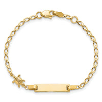 14K Polished Turtle Children's ID Bracelet-BID129-6