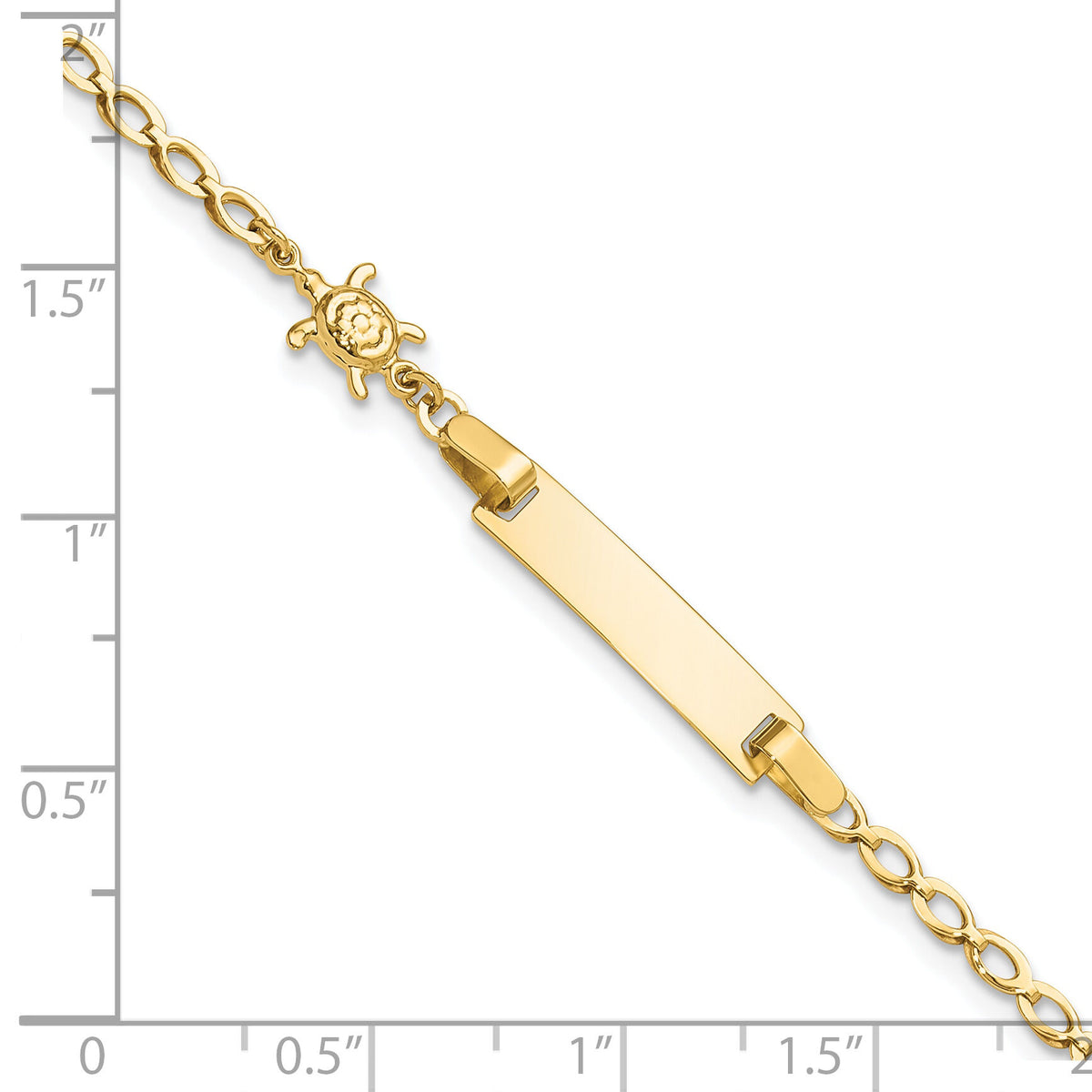 14K Polished Turtle Children's ID Bracelet-BID129-6