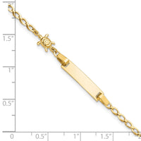 14K Polished Turtle Children's ID Bracelet-BID129-6