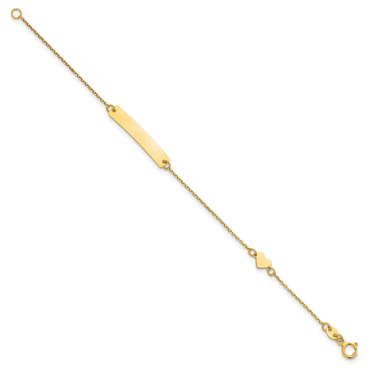 14k Polished Heart Children's ID Bracelet-BID131-5.5