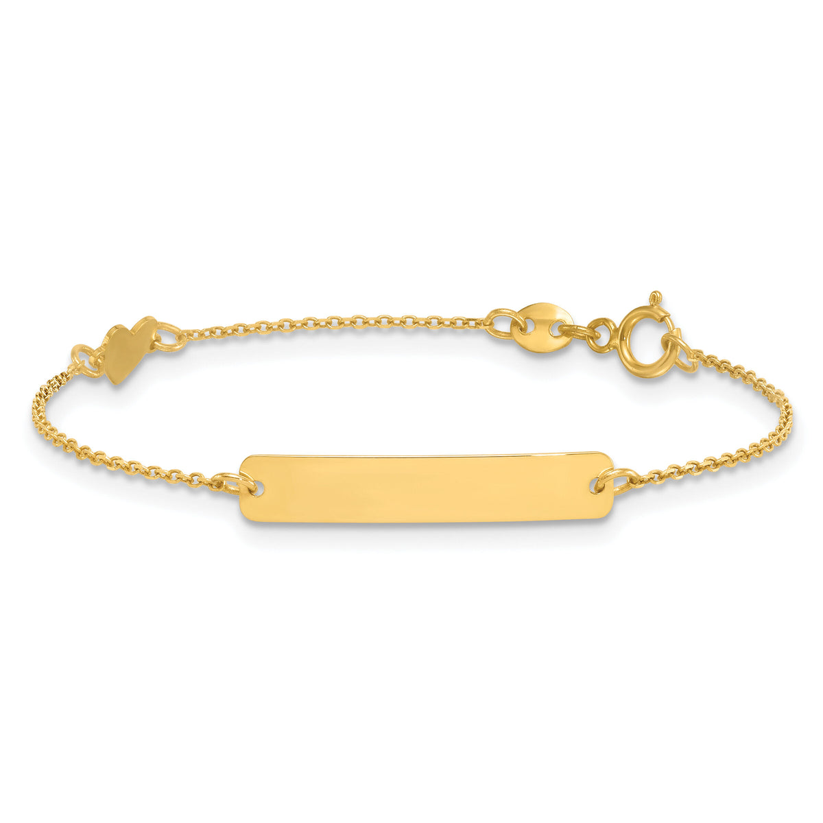 14k Polished Heart Children's ID Bracelet-BID131-5.5
