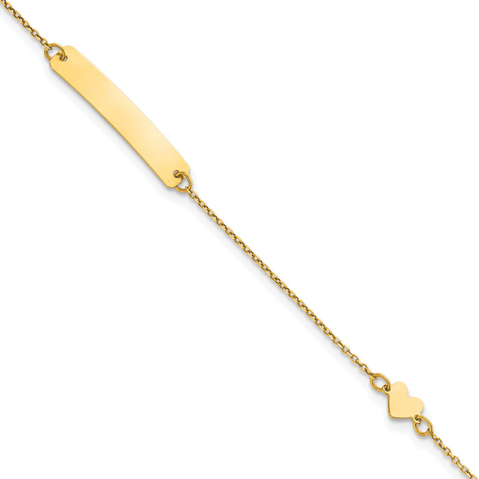 14k Polished Heart Children's ID Bracelet-BID131-5.5