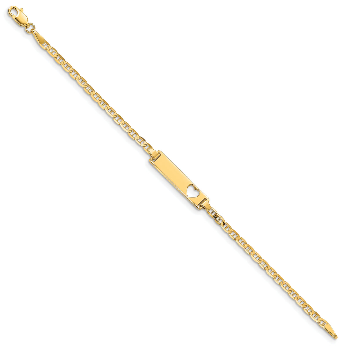 14k Cut-out Heart Anchor Link ID Bracelet-BID24-6