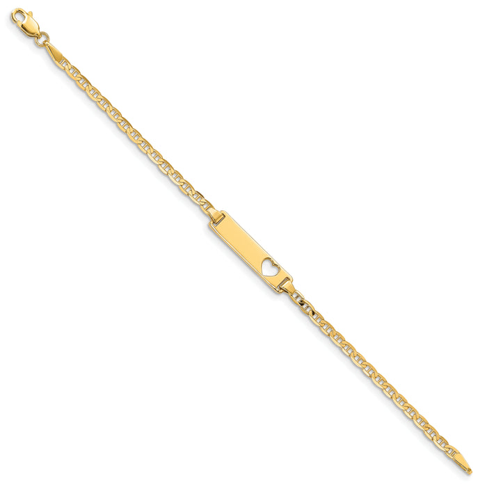 14k Cut-out Heart Anchor Link ID Bracelet-BID24-6