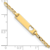 14k Cut-out Heart Anchor Link ID Bracelet-BID24-6