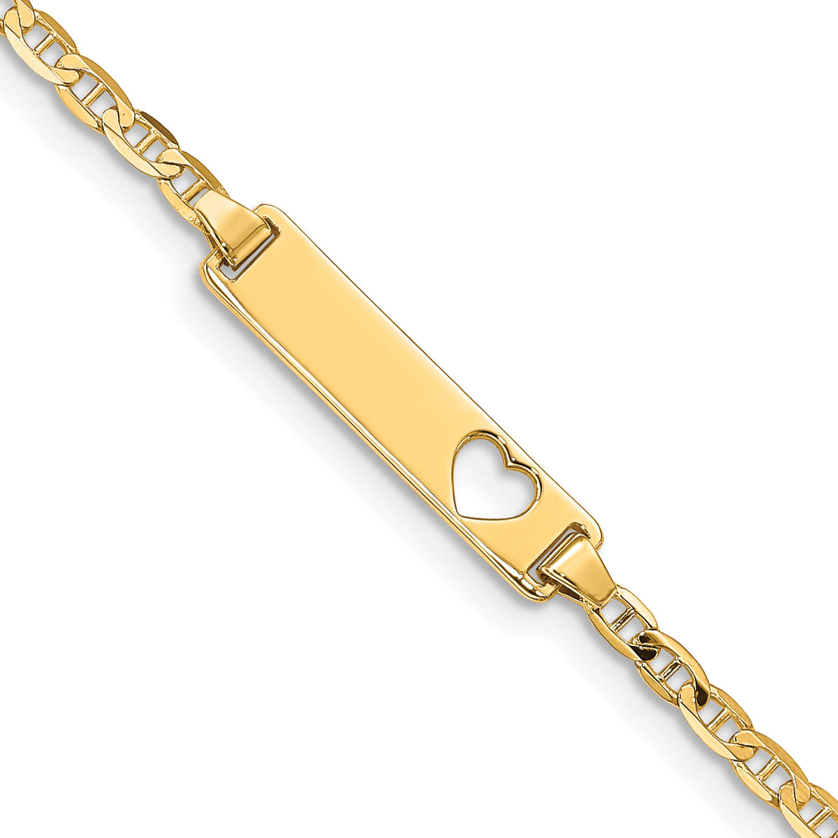 14k Cut-out Heart Anchor Link ID Bracelet-BID24-6