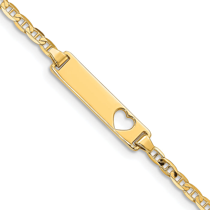14k Cut-out Heart Anchor Link ID Bracelet-BID24-6