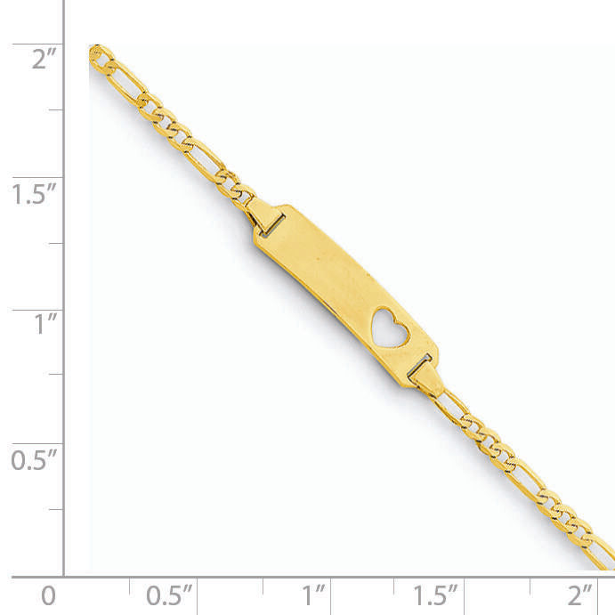 14k Cut-out Heart Figaro Link ID Bracelet-BID25-6
