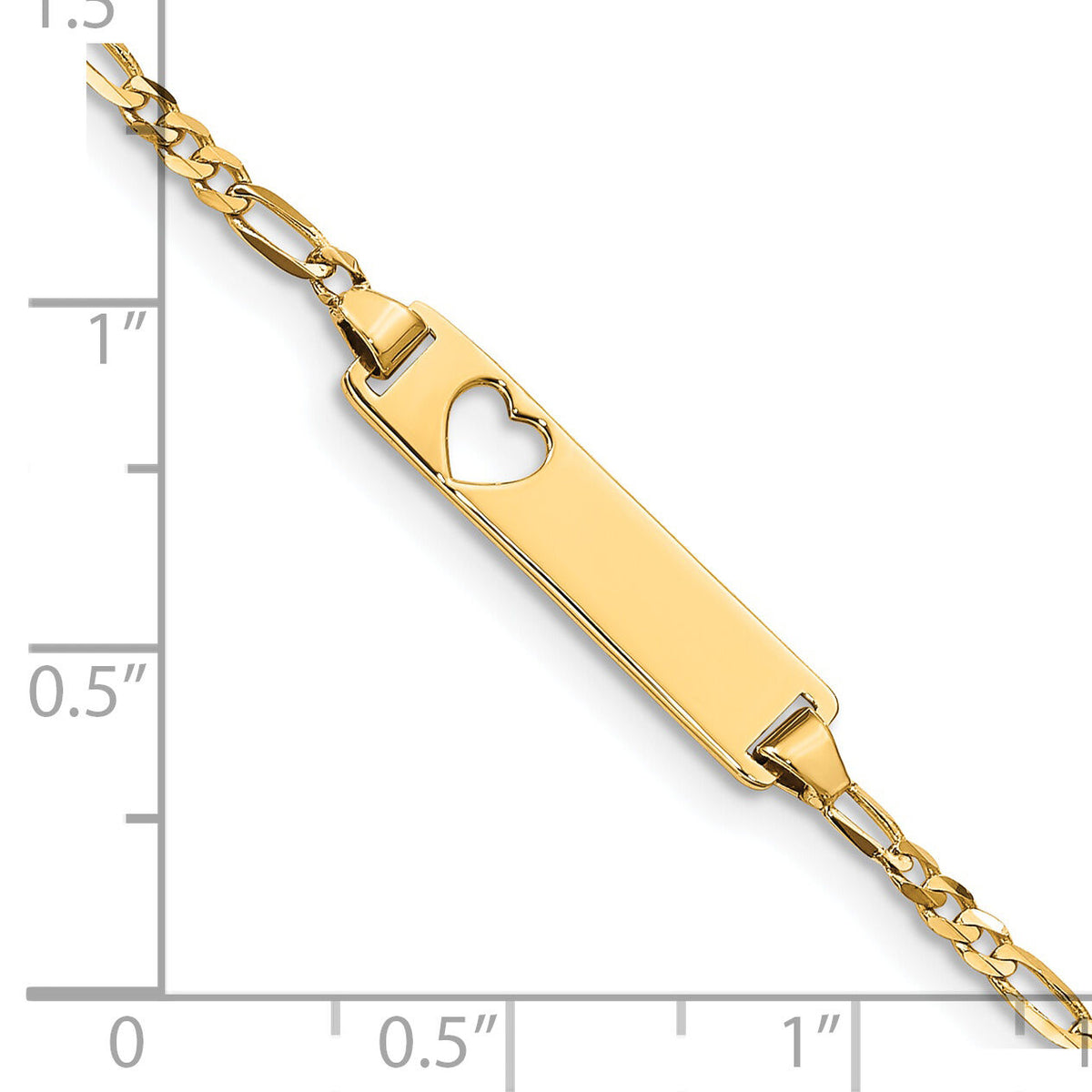14k Cut-out Heart Figaro Link ID Bracelet-BID25-6