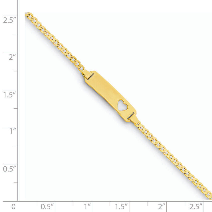 14k Cut-out Heart Curb Link ID Bracelet-BID27-6