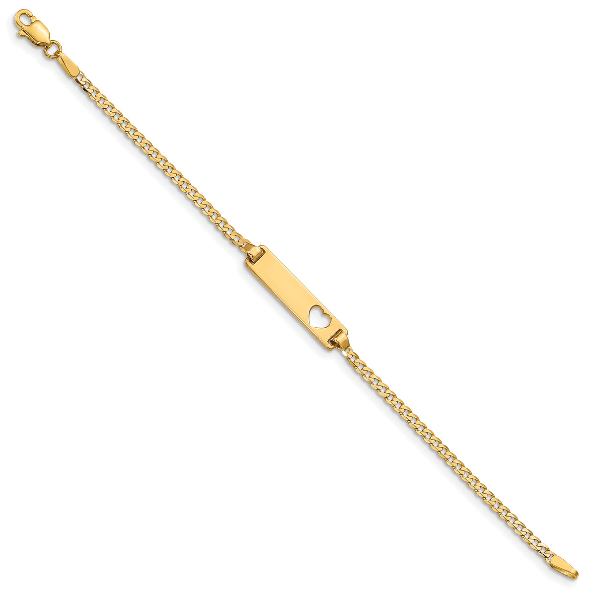 14k Cut-out Heart Curb Link ID Bracelet-BID27-6