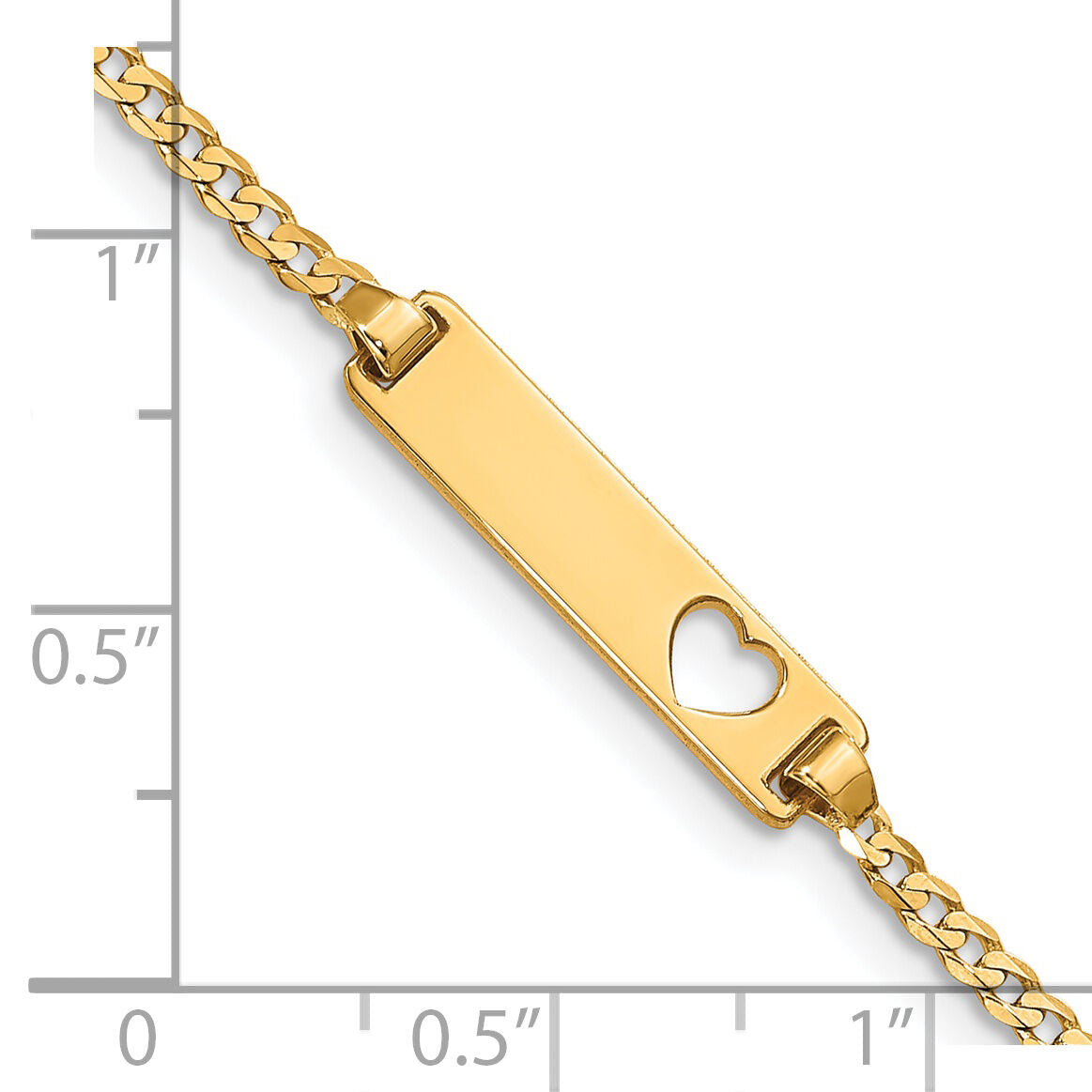 14k Cut-out Heart Curb Link ID Bracelet-BID27-6