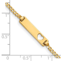 14k Cut-out Heart Curb Link ID Bracelet-BID27-6