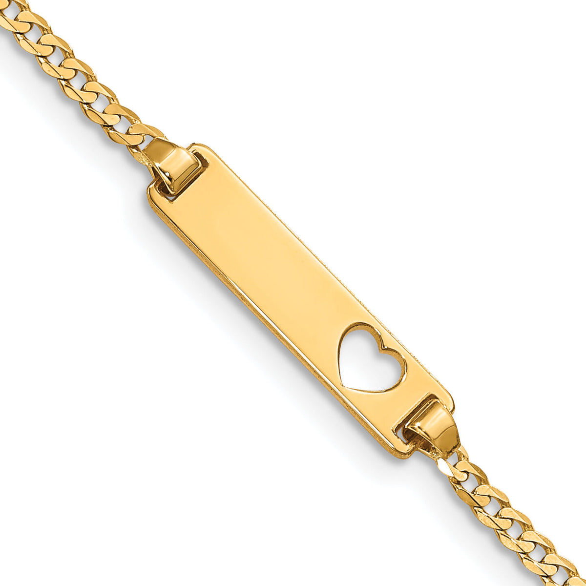 14k Cut-out Heart Curb Link ID Bracelet-BID27-6