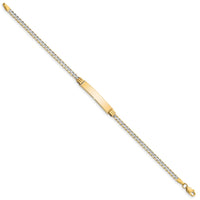 14k w/Rhodium Children's PavÃ© Curb Link ID Bracelet-BID46-6