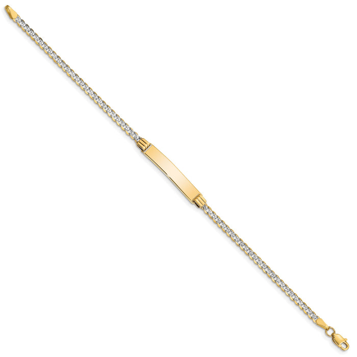 14k w/Rhodium Children's PavÃ© Curb Link ID Bracelet-BID46-6