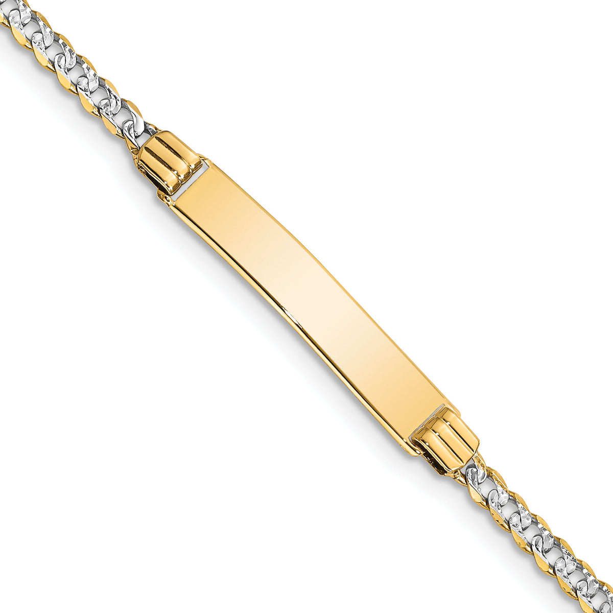 14k w/Rhodium Children's PavÃ© Curb Link ID Bracelet-BID46-6