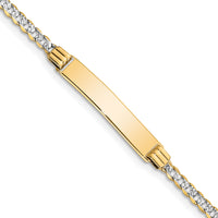 14k w/Rhodium Children's PavÃ© Curb Link ID Bracelet-BID46-6