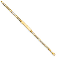 14k w/Rhodium Children's PavÃ© Figaro Link ID Bracelet-BID47-6
